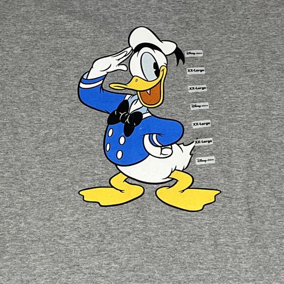 Disney Store Donald Duck Ringer Tee 2X Gray Unisex T Shirt Classic Pre Shrunk - Picture 3 of 12